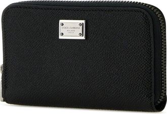 Dolce & Gabbana Mens Textured Leather Wallet Black Calfskin