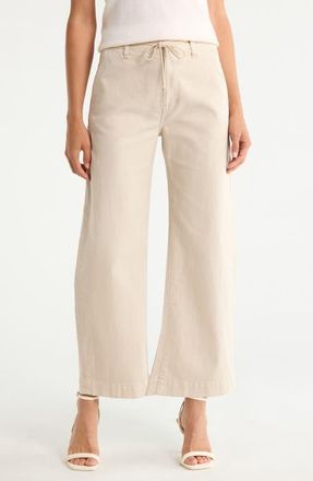 Paige Arellia Tie Waist Ankle Jeans in Vintage Biscotti at Nordstrom, Size 28
