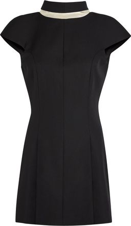 ARMARIUM Ersilia Reverse Collar Wool Mini Dress - Black - 38 (UK6 / XS)