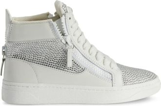 Giuseppe Zanotti Sneakers alte con cristalli - Bianco