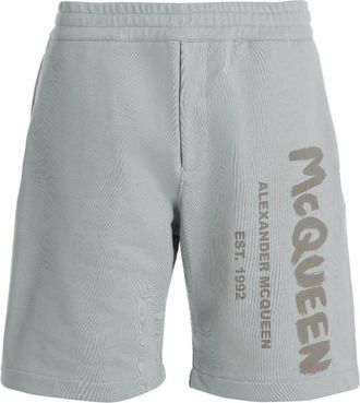 Alexander McQueen Light Blue Bermuda Stampa Logo Shorts