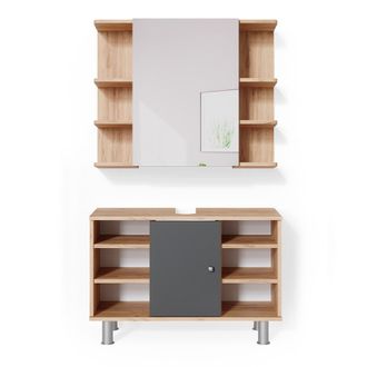 Vicco Conjunto De Muebles De Ba&ntilde;o Fynn, Roble Dorado, 2 Piezas