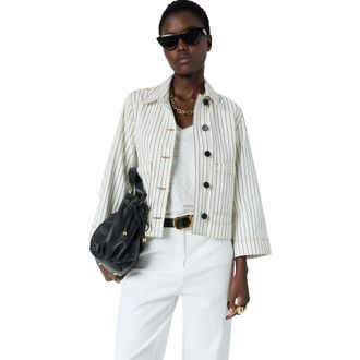 Gerard Darel Tamea Relaxed Tailored Box Fit Jacket in Ecru at Nordstrom, Size X-Large