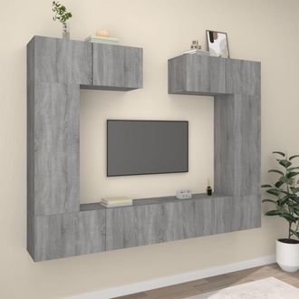 vidaXL Set De Muebles Para Tv 6 Pzas Madera Contrachapada Gris Sonoma Vidaxl