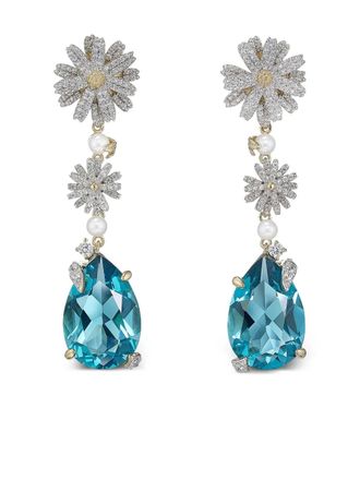Anabela Chan 14K yellow gold and 18K gold vermeil Daisy aquamarine and diamond earrings - Silver