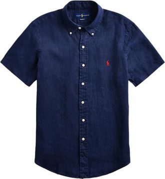Polo Ralph Lauren Casual overhemd met korte mouwen - Heren - Korte mouwen Overhemden - Blauw - XL - Katoen - Overhemden