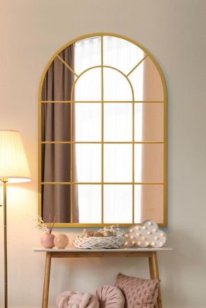 MirrorOutlet Gold Framed Arched Window Leaner/Wall Mirror 47 X 31 (120x80CM) | Size: 1 Pack