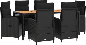 vidaXL Juego De Comedor Para Exteriores 7 Uds. Negro Vidaxl