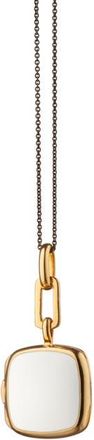 Monica Rich Kosann Enamel & 18K Gold Vermeil Locket Necklace in Gold/White at Nordstrom, Size 17
