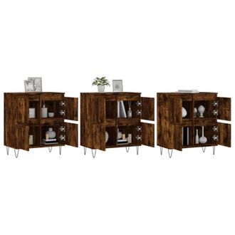Berkfield Home Sideboards 3 pcs Smoked Oak Engineered Wood in Brown