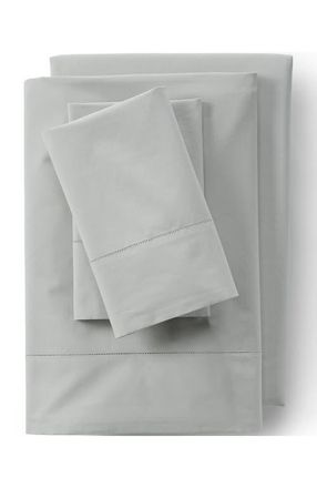 Lands End 300 Thread Count Cotton Percale Bed Sheet Set in Light Fog at Nordstrom, Size California King