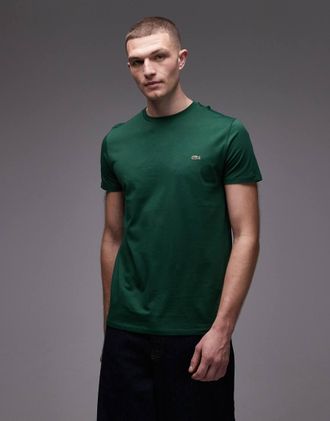 Lacoste T-shirt in cotone pima verde scuro con logo