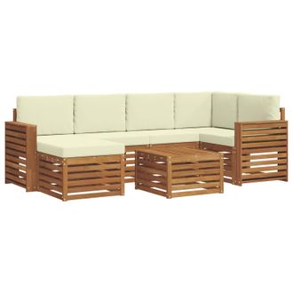 vidaXL Conjunto De Sof&aacute; Seccional Con Coj&iacute;n 7 Pcs Natural Y Crema Vidaxl
