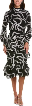 Saloni Saloni Isa Chains Jacquard Silk-Blend Midi Dress