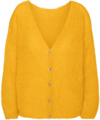 Americandreams Cornelia LS Cardigan - Dames - Vesten - Geel - M - Wol - Truien & Vesten