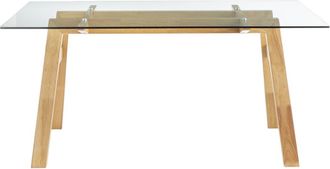 Miliboo Miliboo - Mesa De Comedor Cristal Transparente Y Madera L160 Cm Bacco