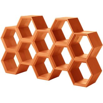Slide Hexa Arancione libreria a parete scaffali ripiani originale Slide di design moderna colorata made in Italy modulare