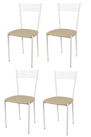 Tommychairs Tommychairs 4 Sillas Elegance Acero Blanco Asiento Polipiel Lin