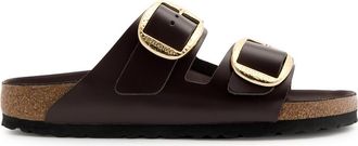 Birkenstock Arizona Big Buckle Brown Glossed Womens Leather Sliders UK3 / UK36 - 36 (IT36/ UK3)