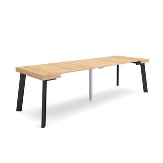 Skraut Home Mesa Consola Extensible, Mesa Comedor Plegable, 260, Para 12 Comensales, Patas De Madera, Estilo Moderno, Roble - Skraut Home