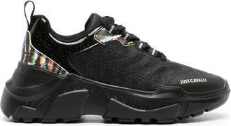 Just Cavalli monogram panelled chunky sneakers - women - Other fibres - 37 - Black