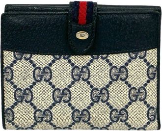 Gucci Navy Leather Pvc Wallet (Bi-Fold) (Pre-Owned)