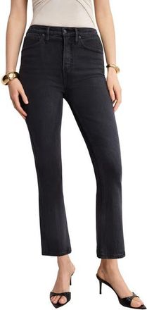 Good American Soft Tech Good Flare Crop Jeans in Black390 at Nordstrom, Size 00
