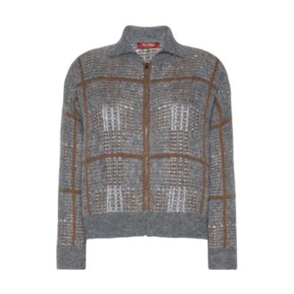 Max Mara Vest met rits en overhemdkraag - Dames - Truien - Grijs - Maat: M Zijde