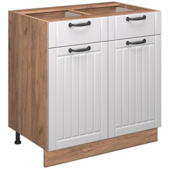 Vicco Mueble Bajo De Cocina Fame-line, Blanco Casa De Campo, 80 Cm Sin Encimera, Vicco