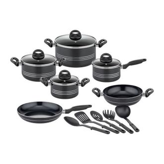 GSW Bater&iacute;a De Cocina - Inducci&oacute;n - Gsw - Milano Nero - 15 Piezas - Aluminio Macizo - Negro
