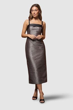 Coast Muse Beaded Sequin Midi Dress in Mocha at Nordstrom, Size 10