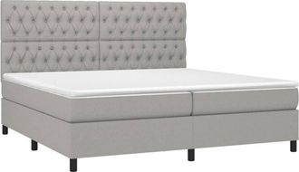 vidaXL Vidaxl - Cama Box Spring Con Colch&oacute;n Tela Gris Claro 200x200 Cm