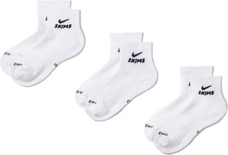 Nike Womens SKIMS Dri-FIT Quarter Sock (3 Pairs) in White | IQ8106-902