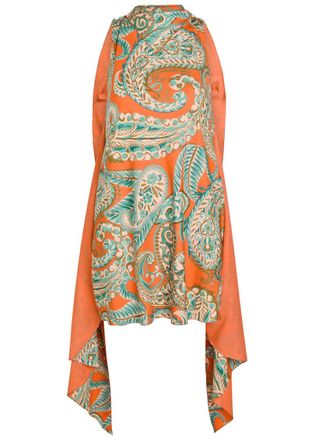 Etro Asymmetric Crepe Mini Dress - Multi Print - 42 (UK10 / S)
