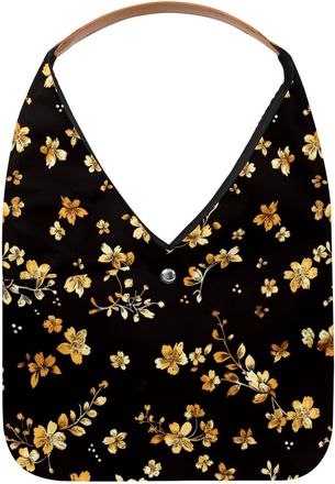 Generic Floral Golden Pattern Reusable Lightweight Grocery Bags - Foldable Into Compact Pouch, Washable & Sturdy, Multipurpose for Shopping and Travel