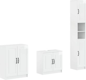 vidaXL Juego De Armarios De Ba&ntilde;o De 3 Piezas Utrecht Blanco Brillante Vidaxl