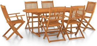 vidaXL Juego Comedor De Jard&iacute;n 7 Pzas Madera Maciza Acacia 180x90x75cm Vidaxl