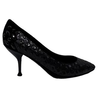 Giuseppe Zanotti Sequined Almond-Toe Pumps in Black Suede
