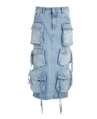 The Attico Blue Pocket Denim Midi Skirt Size XS