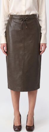 Max Mara Gonna midi a tubino in pelle di agnello con cintura a vita alta