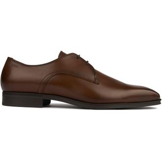 HUGO BOSS Mens Theon Derby Shoes - Brown Leather - Size UK 9