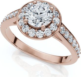 Pompeii3 1Ct Diamond Halo Engagement Ring 14k Gold or Platinum Lab Grown EF/VS