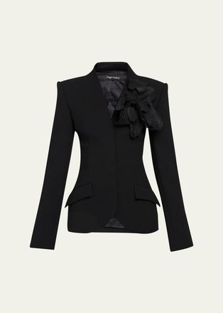 Sergio Hudson Collarless Slim Tailored Wool-Blend Jacket