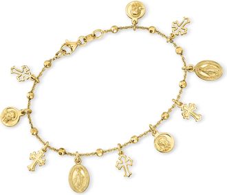 Ross-Simons Italian 18kt Gold Over Sterling Religious Charm Bracelet