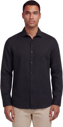 Lords of Harlech Linen Long Sleeve Shirt in Black at Nordstrom, Size Xx-Large