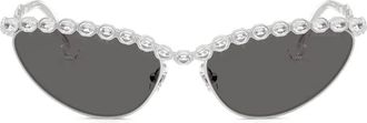 Swarovski crystal-embellished cat-eye sunglasses - women - Metal - 59 - Silver