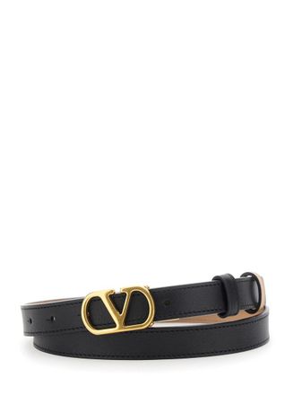 Valentino Garavani Black VLogo Reversible Belt