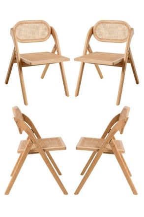 Regalos Miguel Sillas Plegables - Pack 4 Sillas Plegables Soli Madera Natural