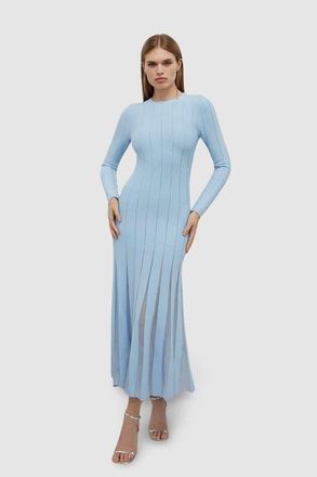 Karen Millen Filament Full Skirt Knit Midi Dress in Pale Blue at Nordstrom, Size X-Small