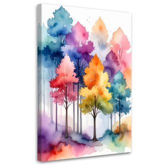 Feeby Cuadro Sobre Lienzo Paisaje De Bosque Colorido Naturaleza 70x100